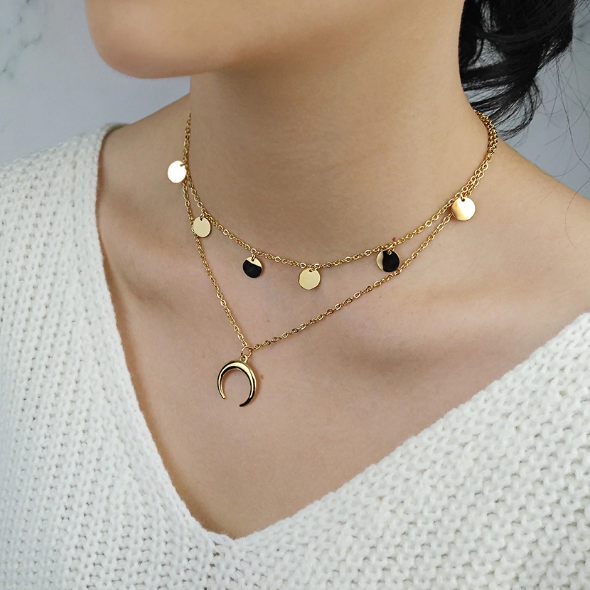 Double Horn Choker Necklace